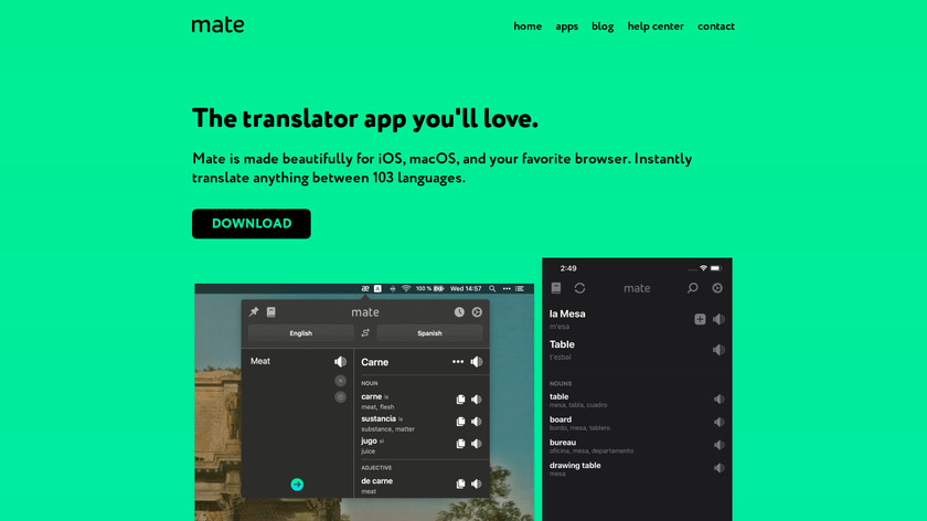 Mate Translate Landing Page