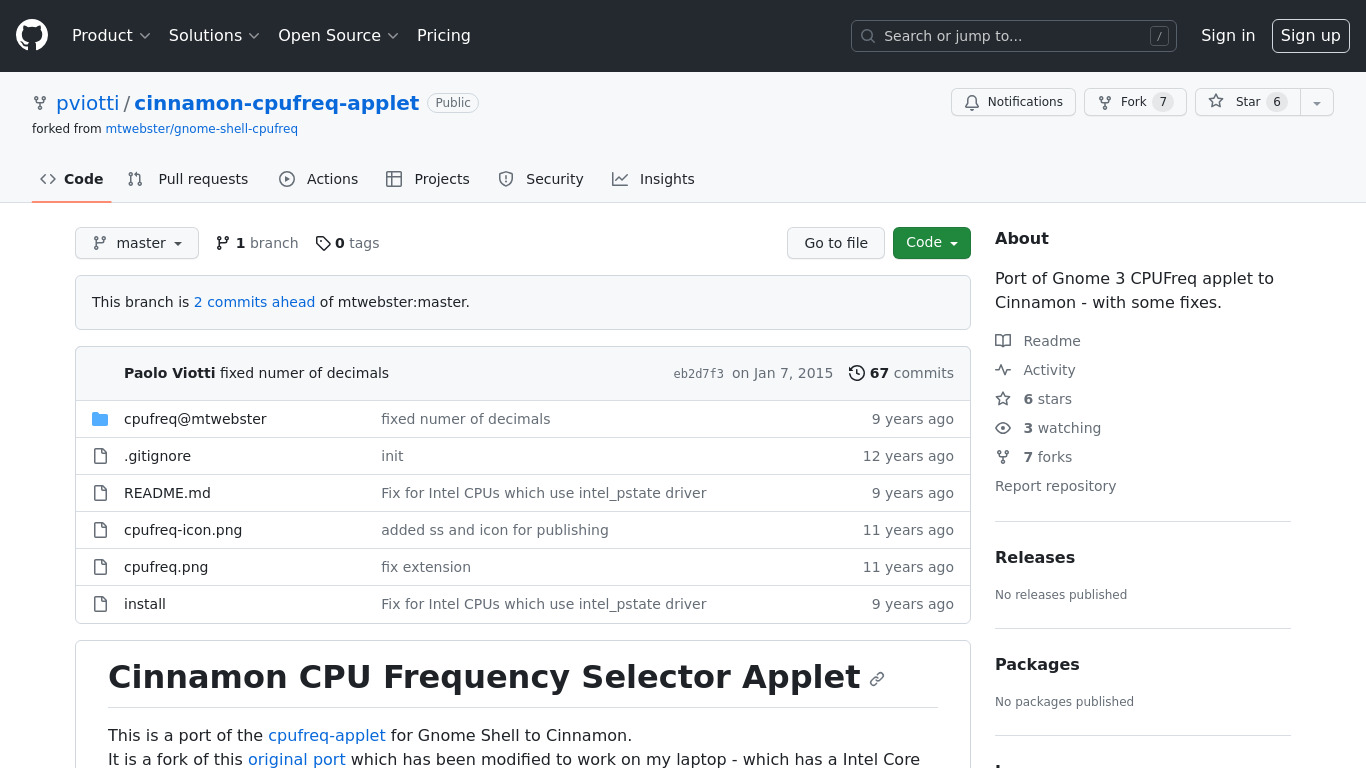 CPU Frequency Selector Landing page