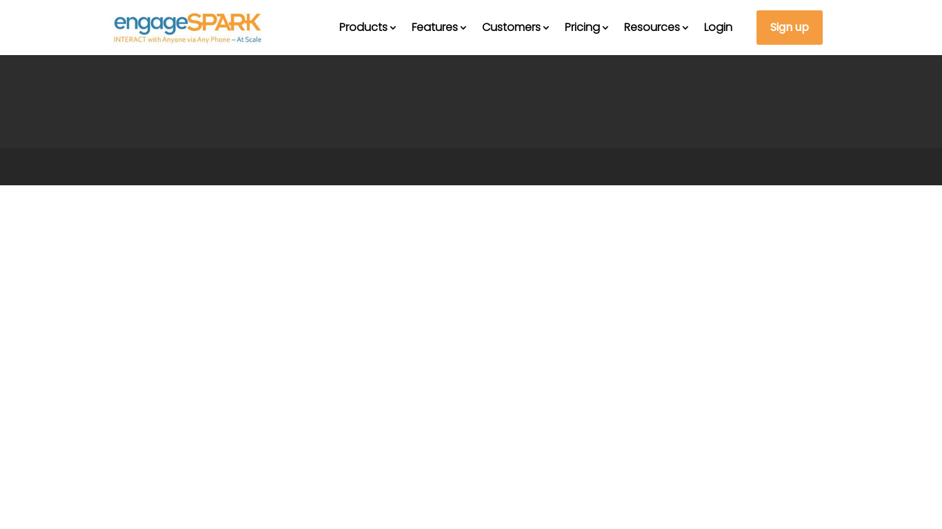 engageSPARK Landing page