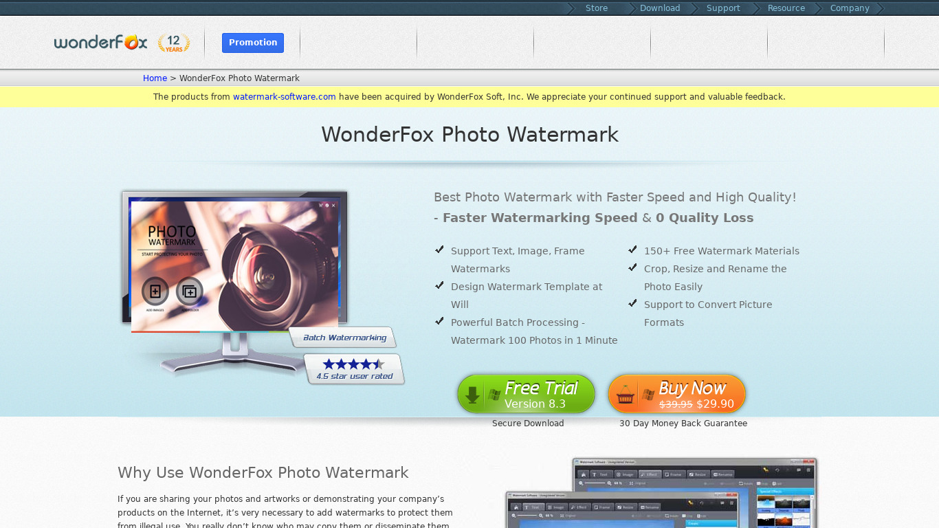 WonderFox Photo Watermark Landing page