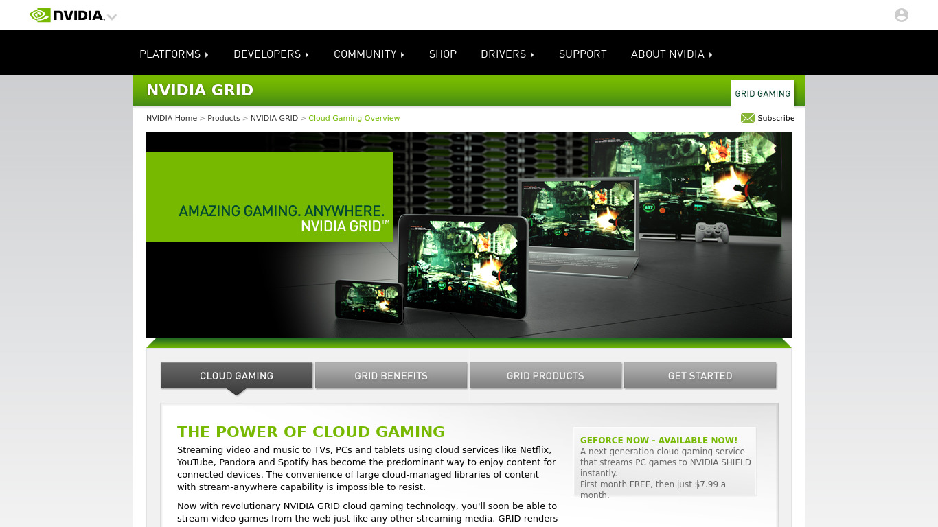 nvidia.ca Nvidia Grid Landing page