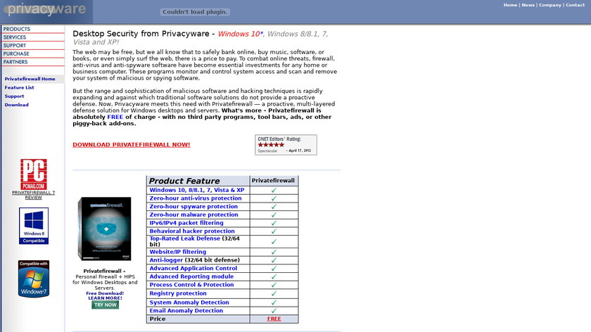 privacyware.com Privatefirewall Landing Page