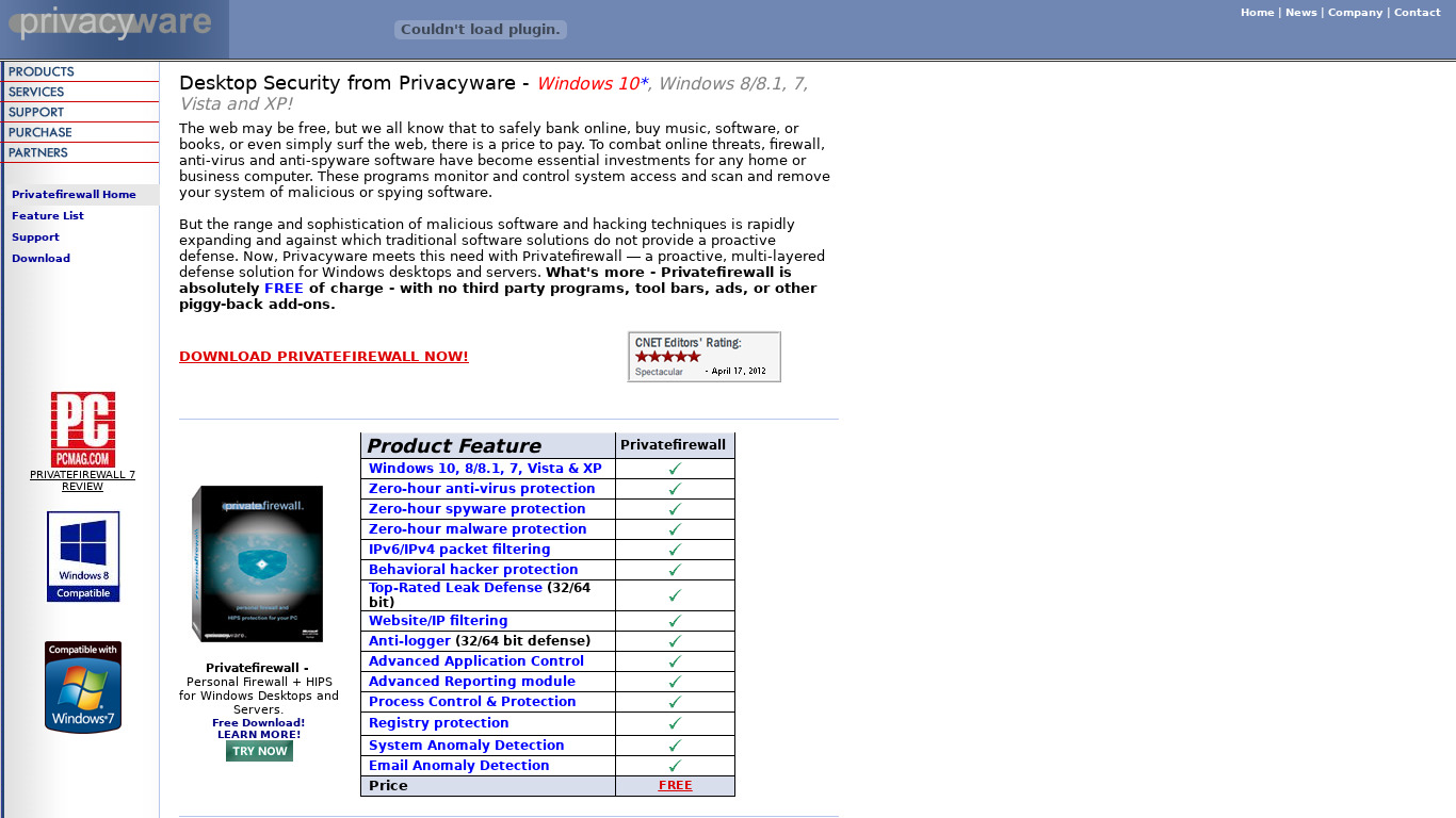 privacyware.com Privatefirewall Landing page