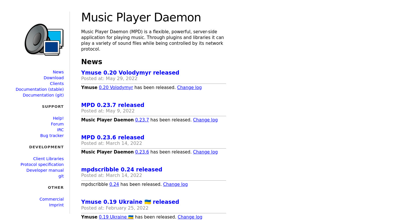 Music Player Daemon Landing page