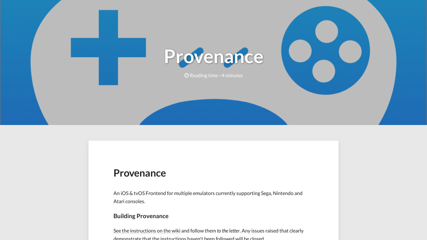 Provenance Landing page