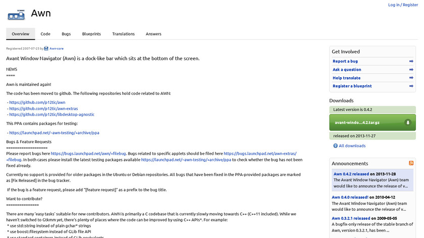 Avant Window Navigator Landing Page