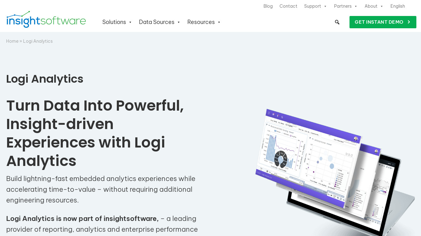 Logi Analytics Landing page