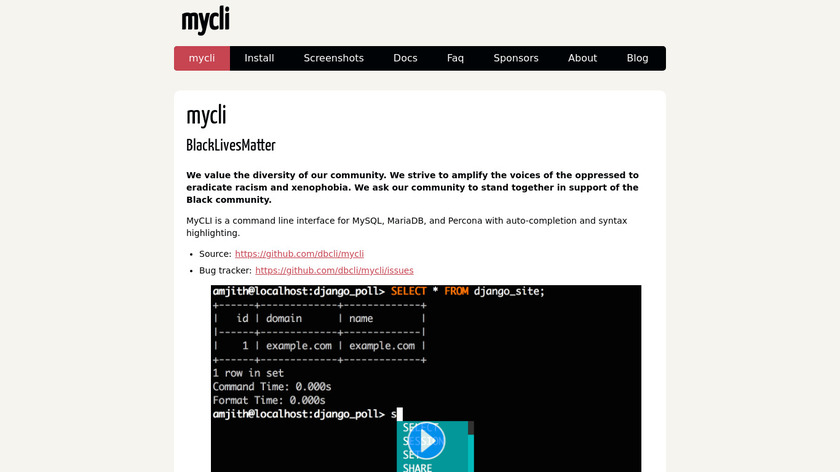 mycli Landing Page