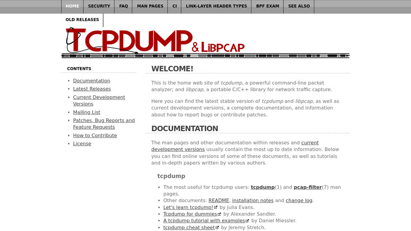 tcpdump Landing Page