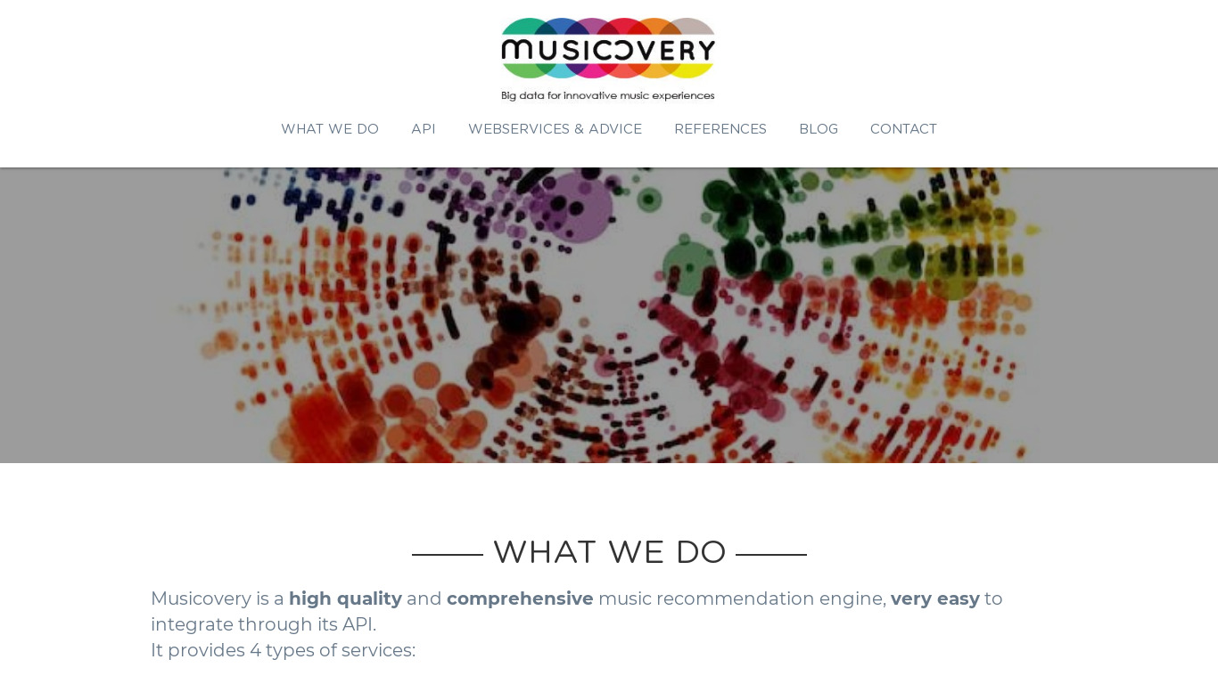 Musicovery Landing page