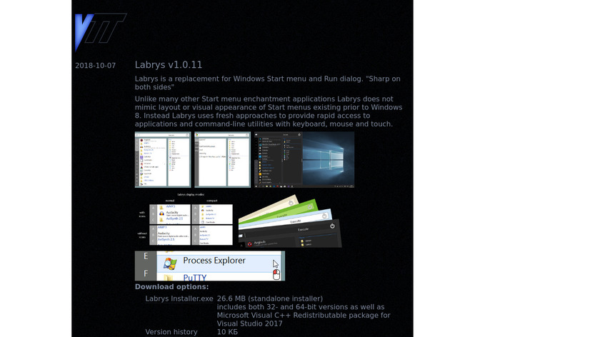 vtt.to Labrys Start menu Landing Page