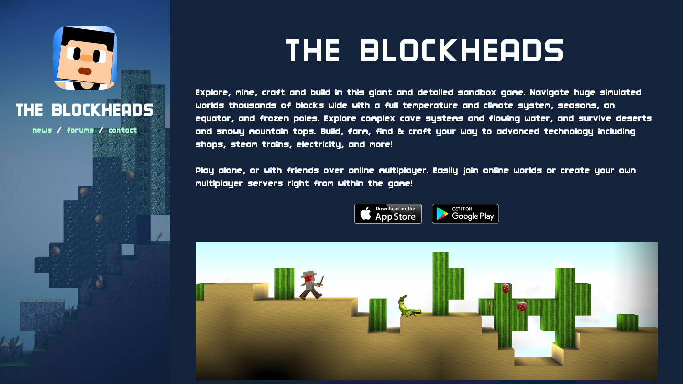 The Blockheads Landing page