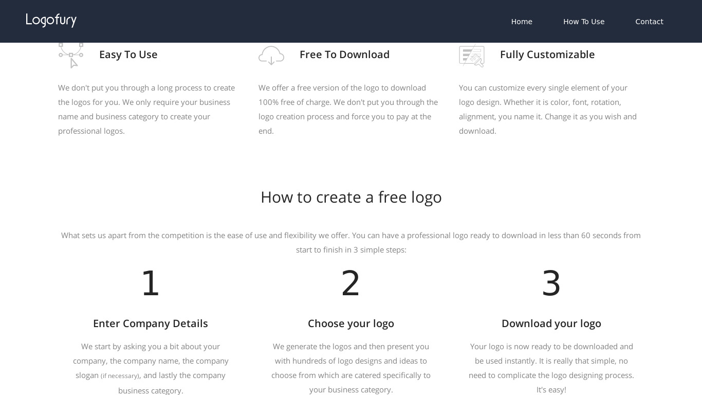Free Logo Creator Landing page