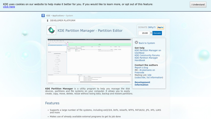 KDE Partition Manager Landing Page