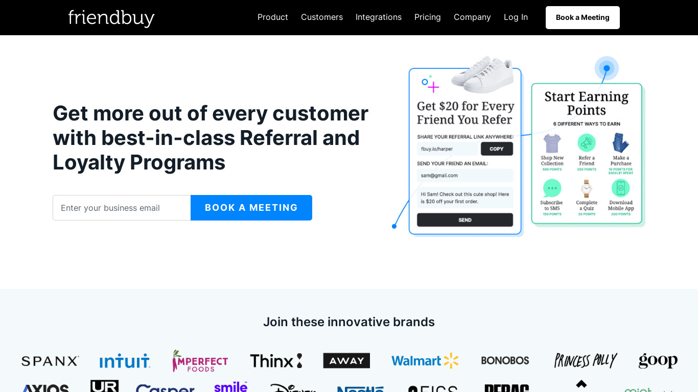 Friendbuy Landing page