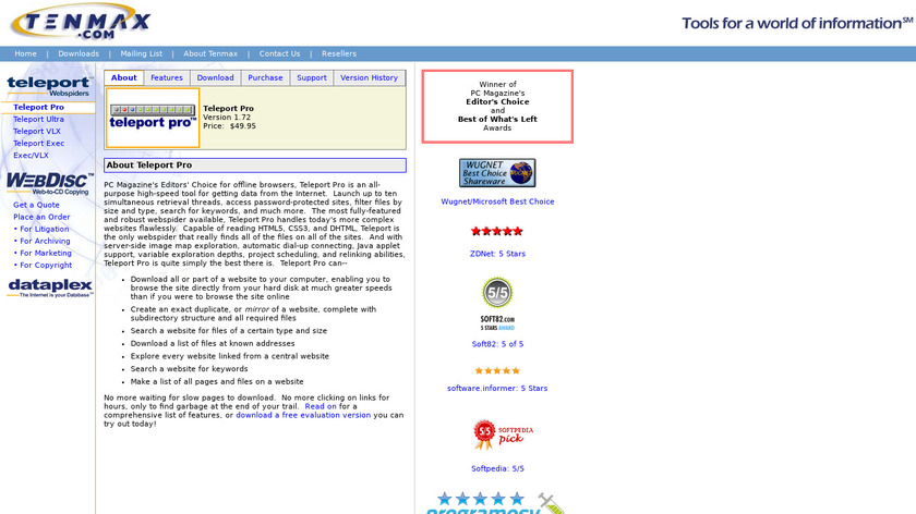 Teleport Pro Landing Page