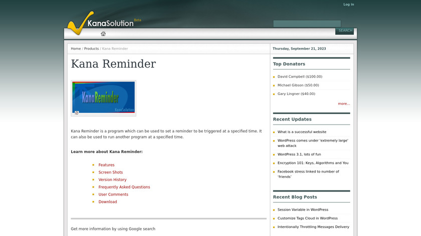 Kana Reminder Landing Page