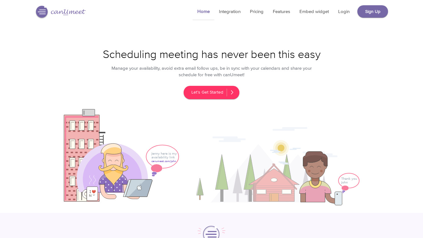 canUmeet Landing page