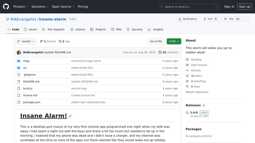 Insane Alarm Landing Page