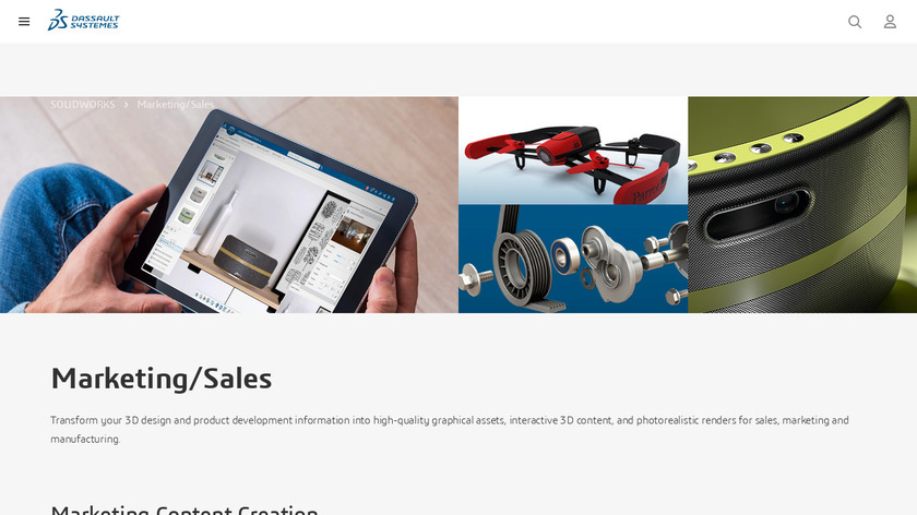 SOLIDWORKS Visualize Landing Page