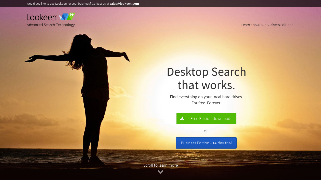 Lookeen Desktop Search Landing page