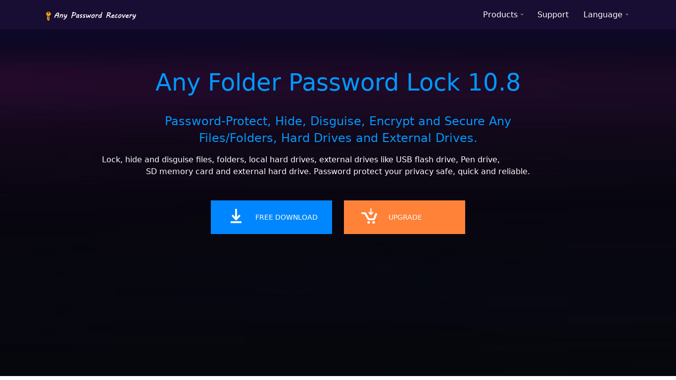 Any Folder Password Lock Landing page
