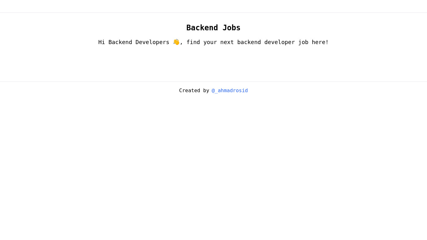 Backendjob Landing page