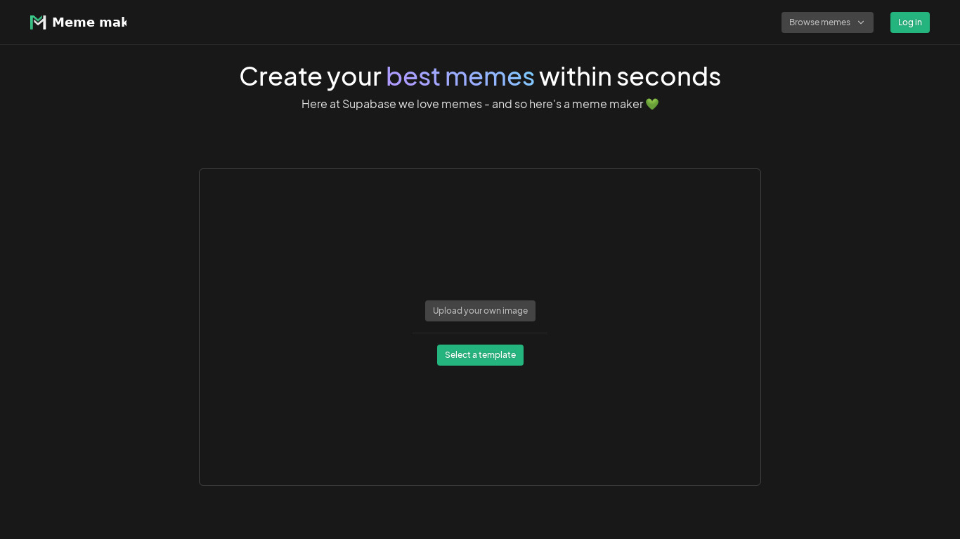 Meme Maker Landing page