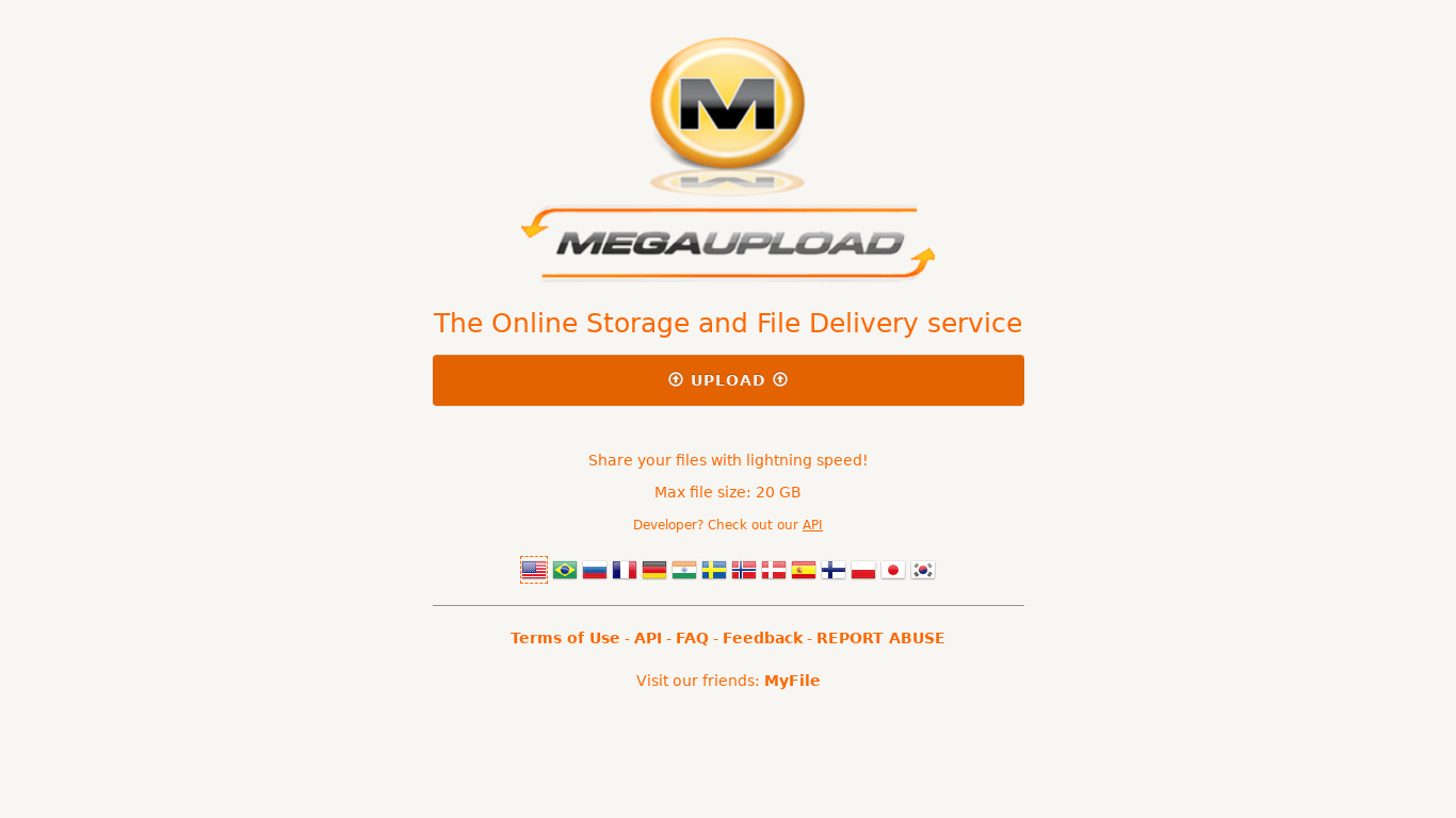 Megaupload.nz Landing page