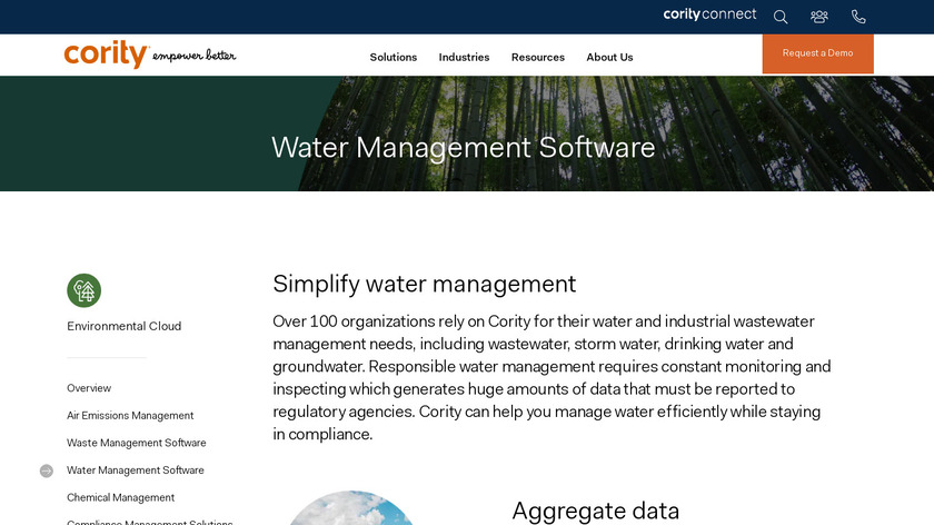 Cority Water Management Software Landing Page