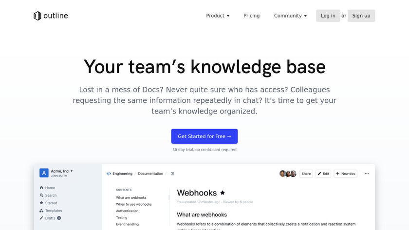 Outline Wiki Landing Page
