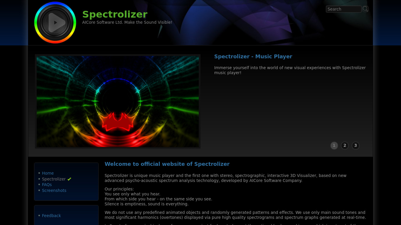 Spectrolizer Landing page