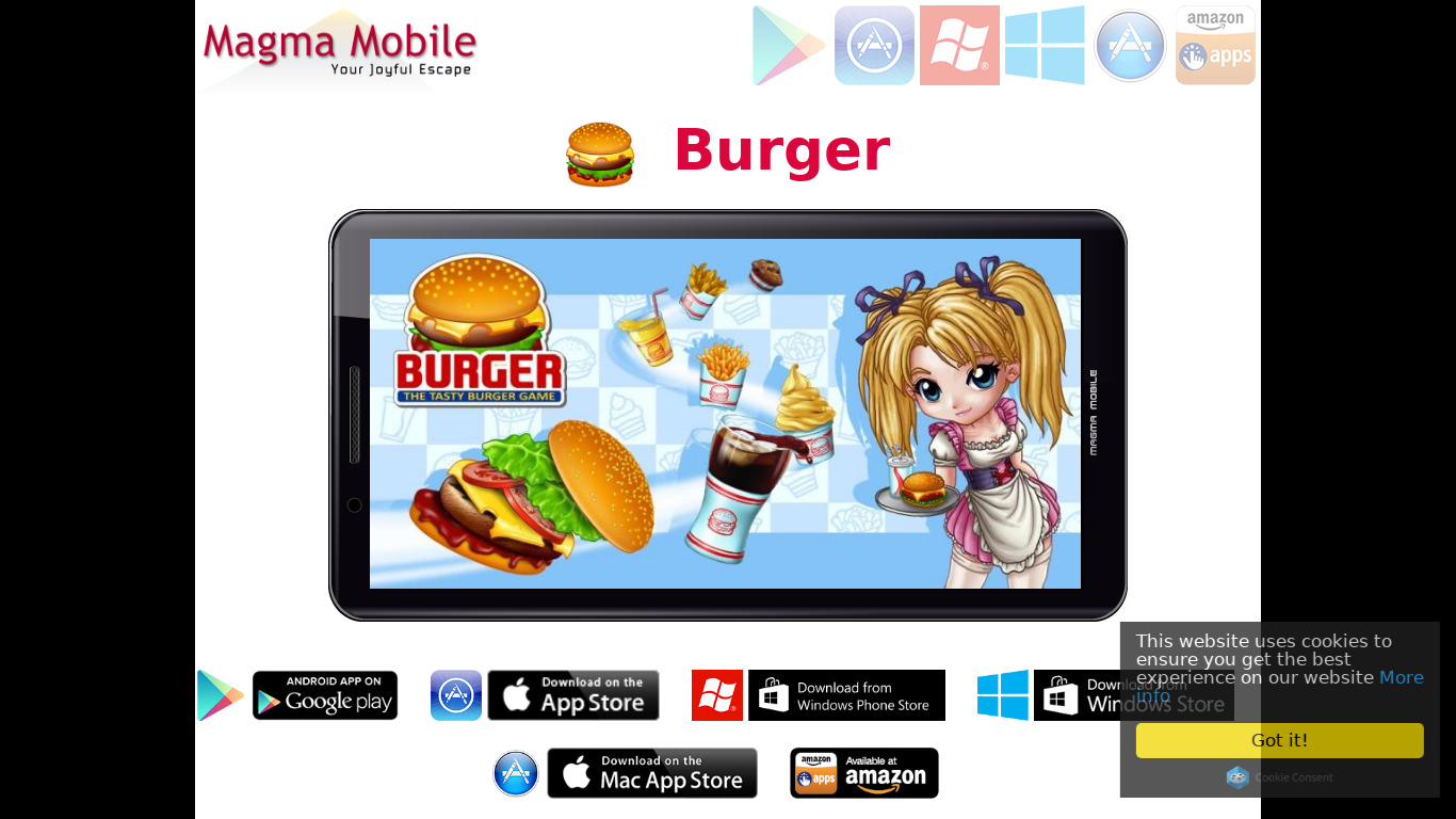 Burger by Magma Mobile Landing page