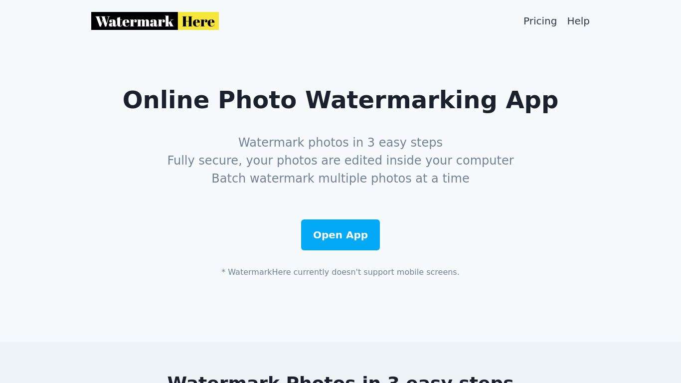 WatermarkHere Landing page