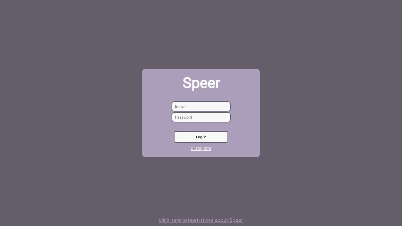 Speer Landing page