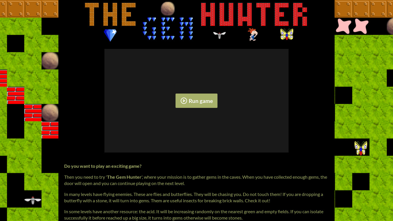 The Gem Hunter Landing page