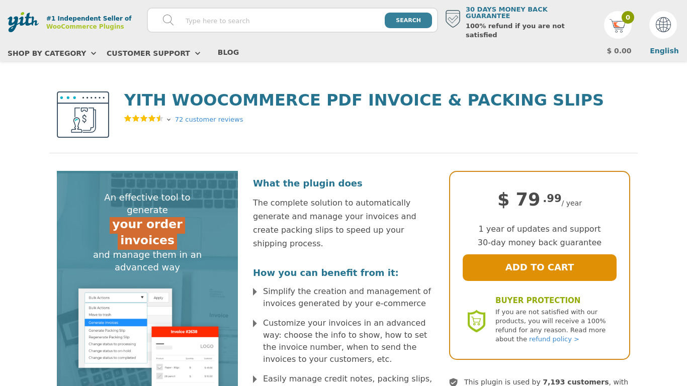 YITH Invoice Landing page