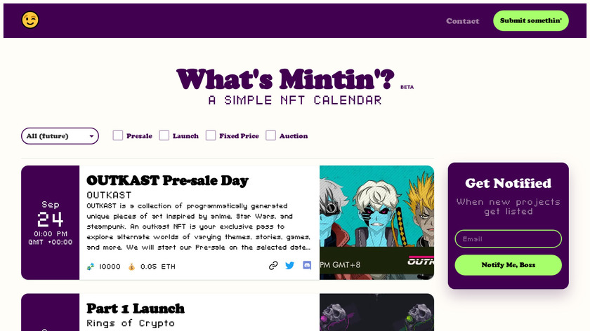 What's Mintin'? Landing Page