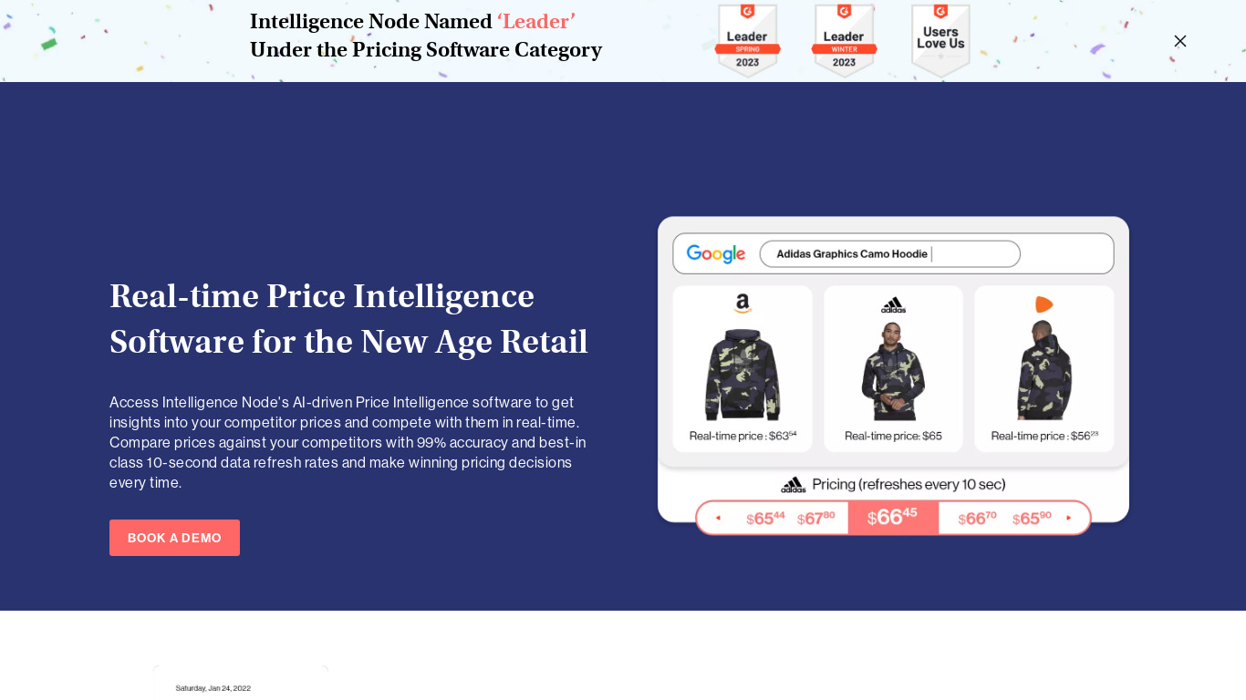 Price Intelligence by Intelligence Node Landing page