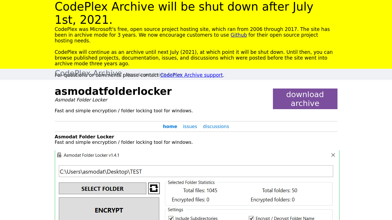 Asmodat Folder Locker Landing page