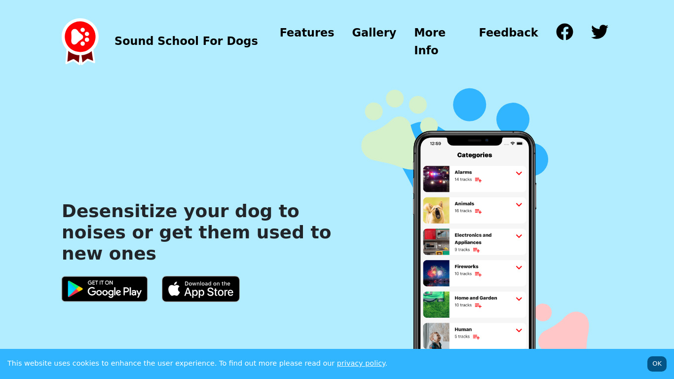 Sound School For Dogs Landing page