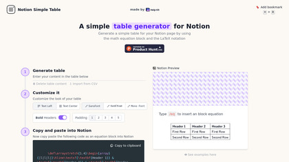 Notion Simple Table by HelpKit image