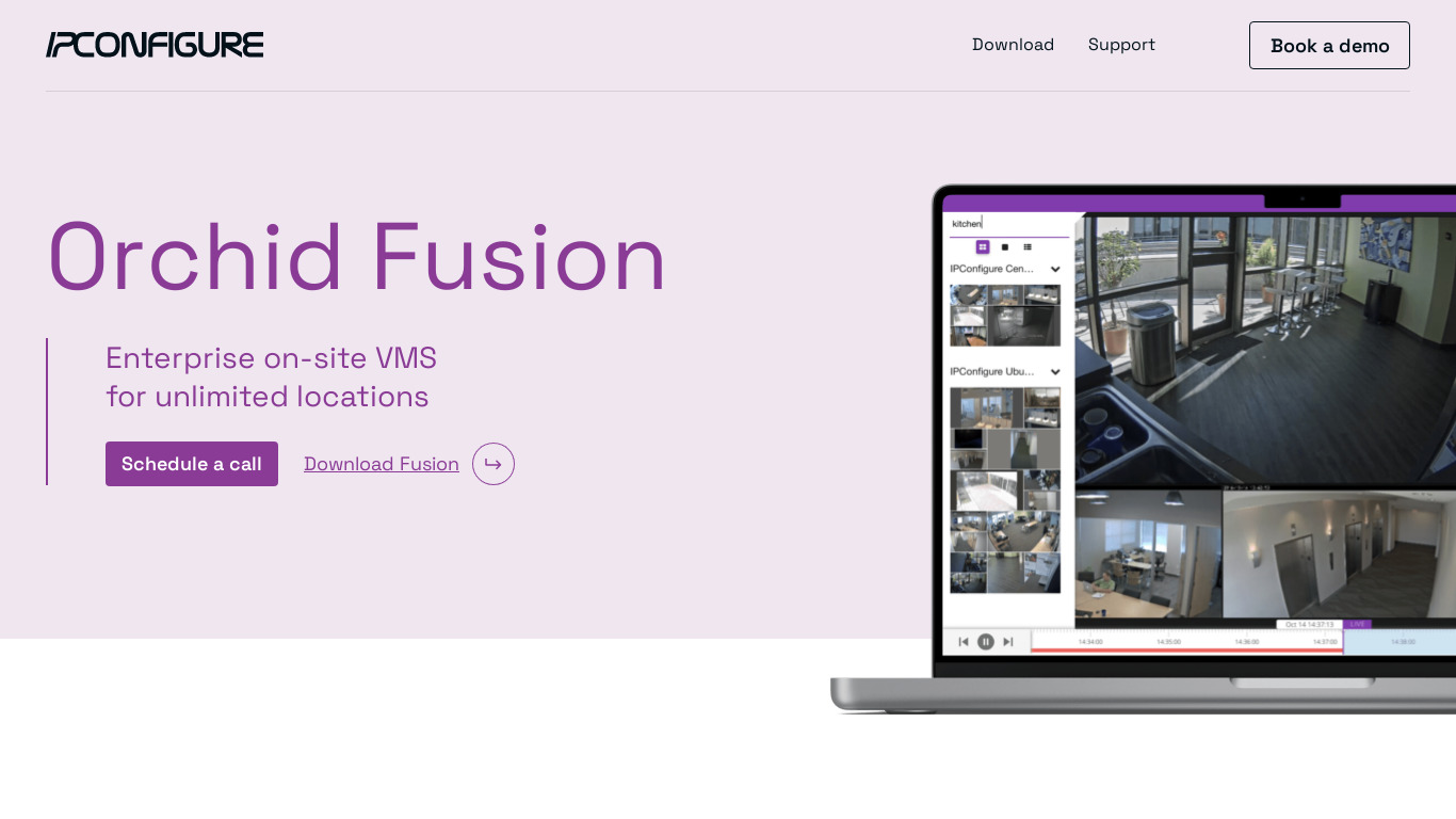 Orchid Fusion VMS Landing page