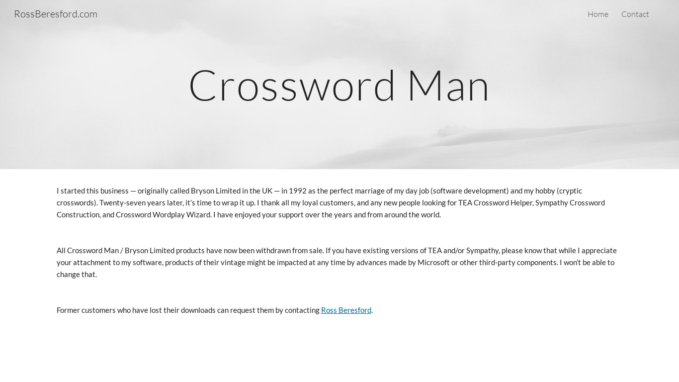 TEA Crossword Helper Landing page