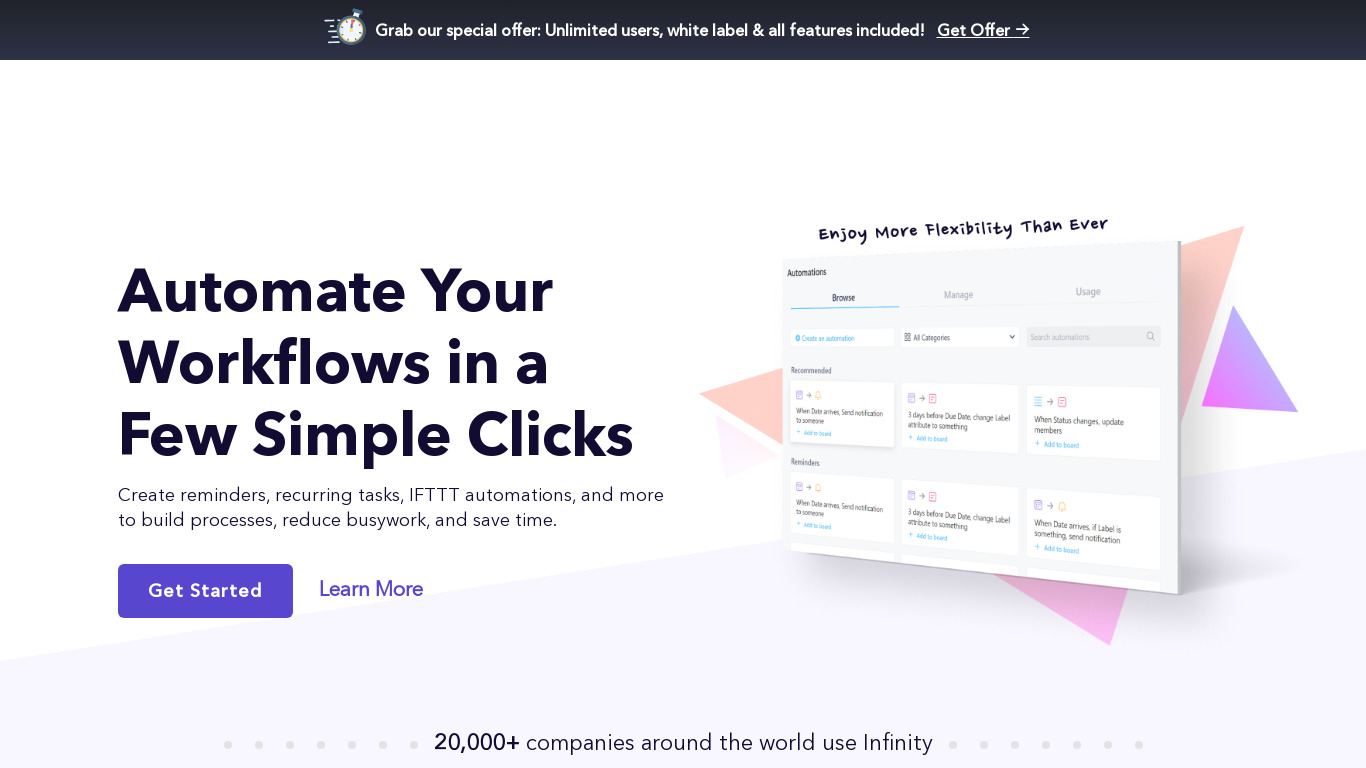Infinity Automations Landing page