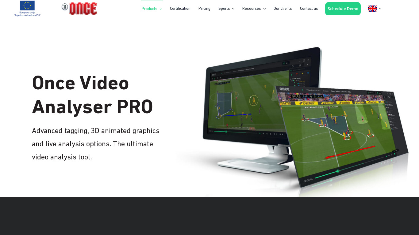 Once Video Analyse Landing page