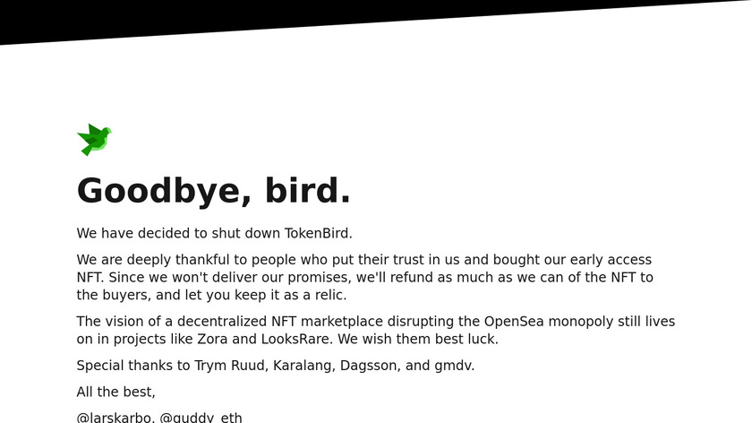 TokenBird Landing Page