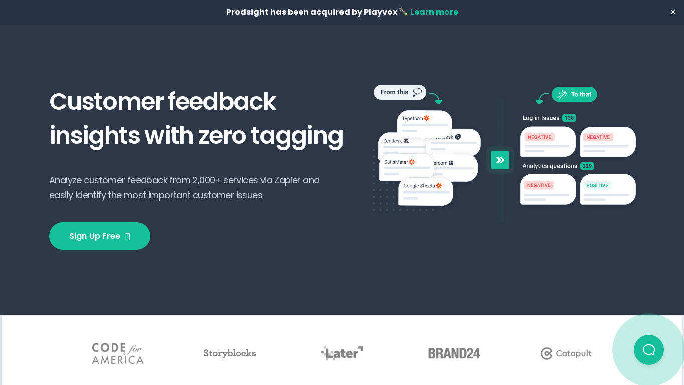 Prodsight for Zapier Landing page