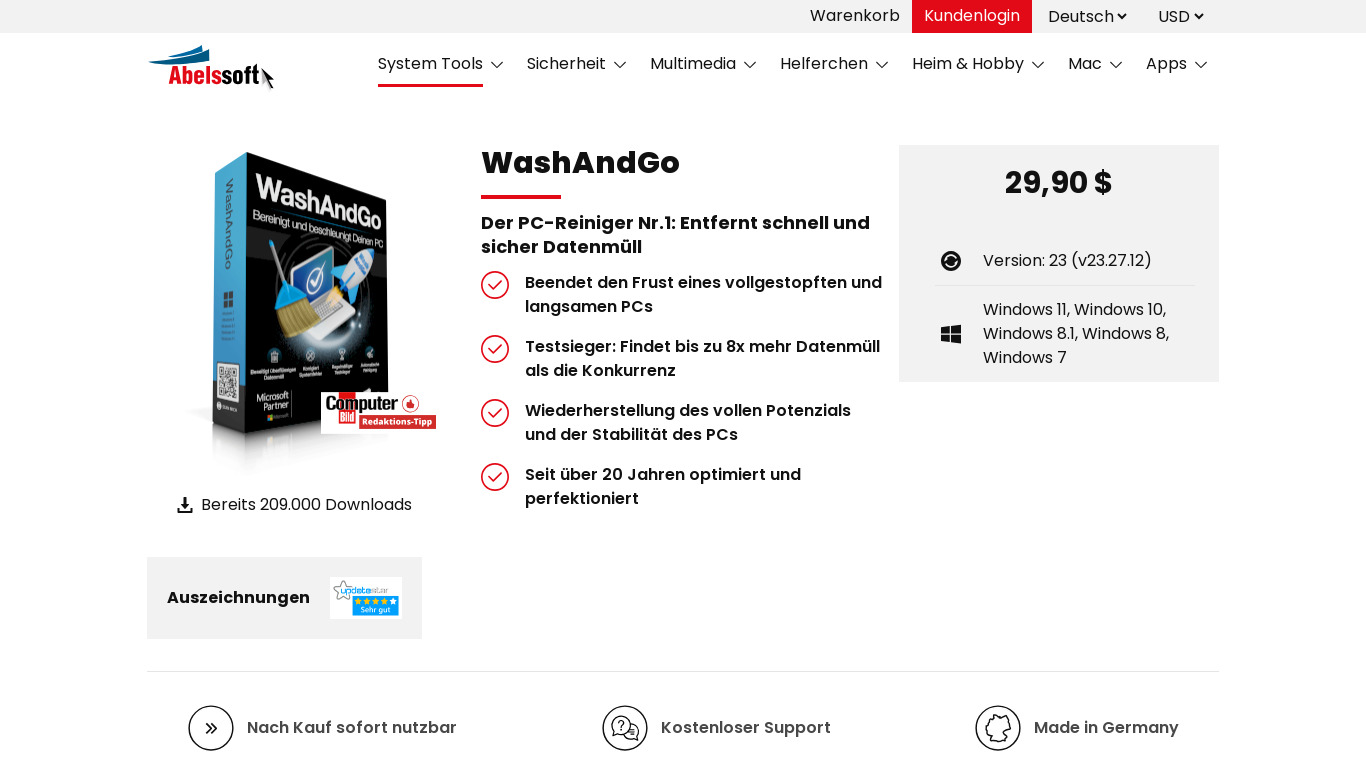 WashAndGo Landing page