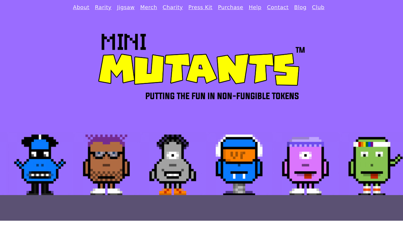 Mini Mutants Landing page